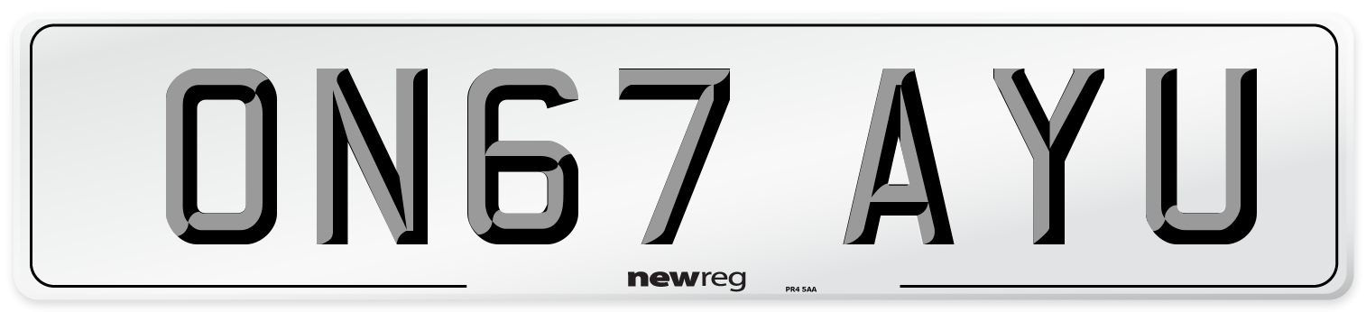 ON67 AYU Number Plate from New Reg